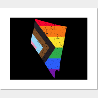 Nevada State Pride: Embrace Progress with the Progress Pride Flag Design Posters and Art